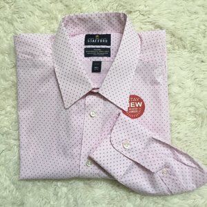 STAFFORD Men's Dress Shirt Button Down  Fitted Long Sleeve Pink 16/2  ( 32-33)